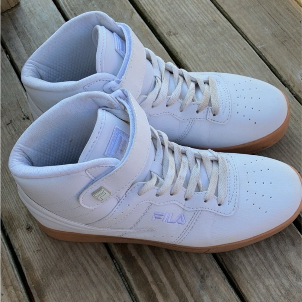 White Fila High tops